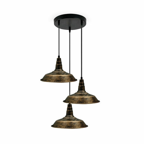 Brushed Brass 3 Pendant Lights Over Dining Table