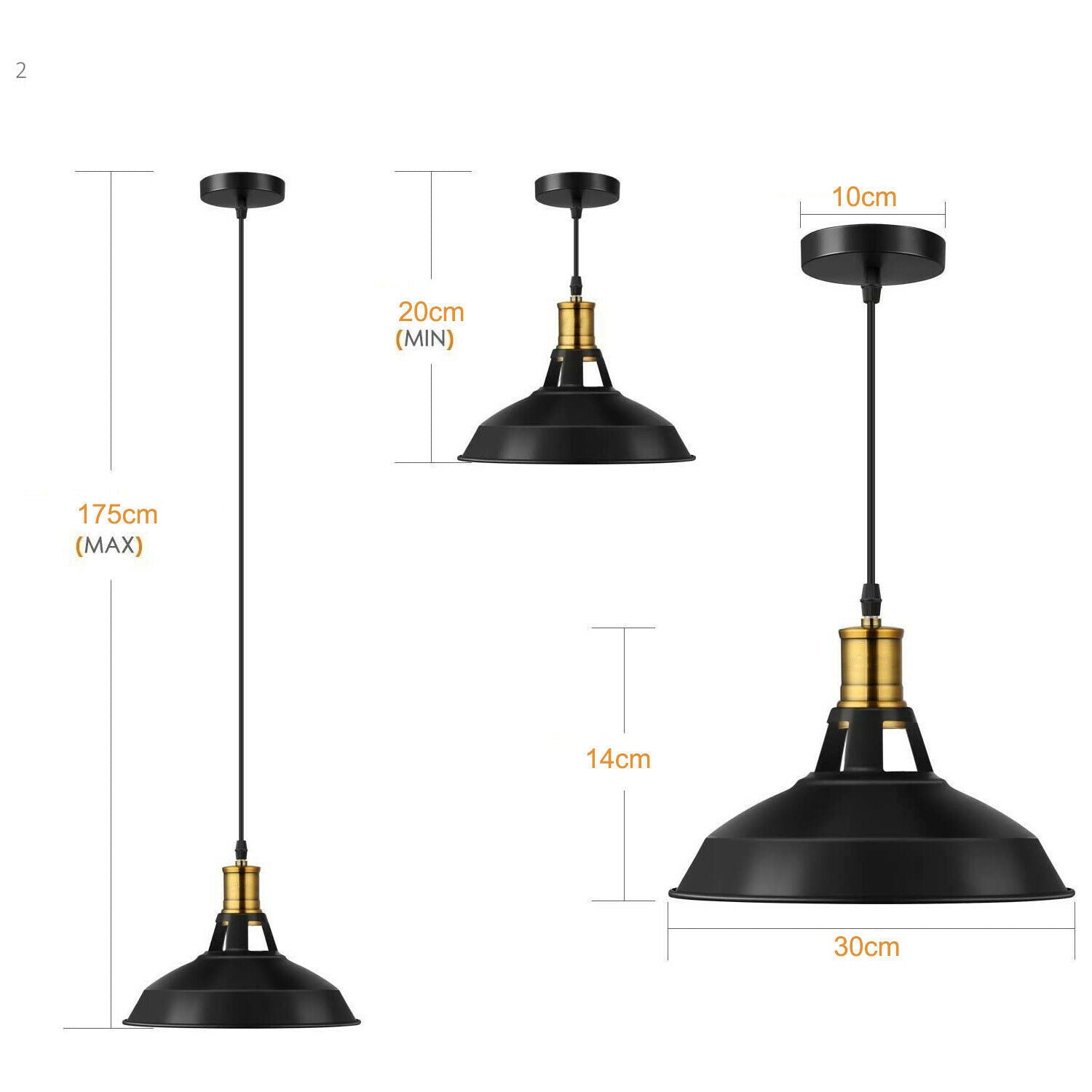 2-Pack Retro Metal Pendant Light Shades