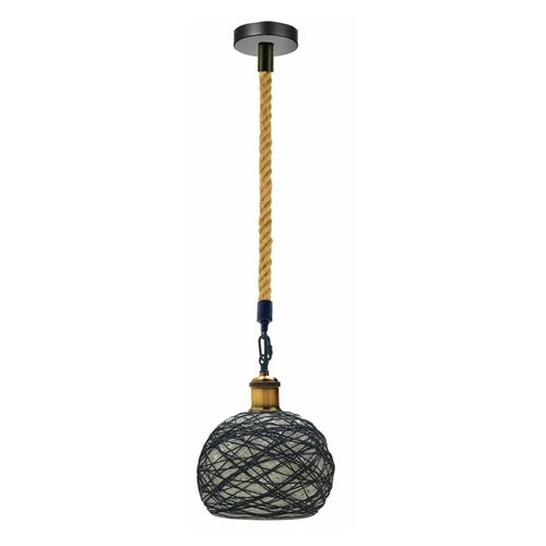 Rattan Ceiling Hanging Light & Hemp Rope Pendant Lamp Shade