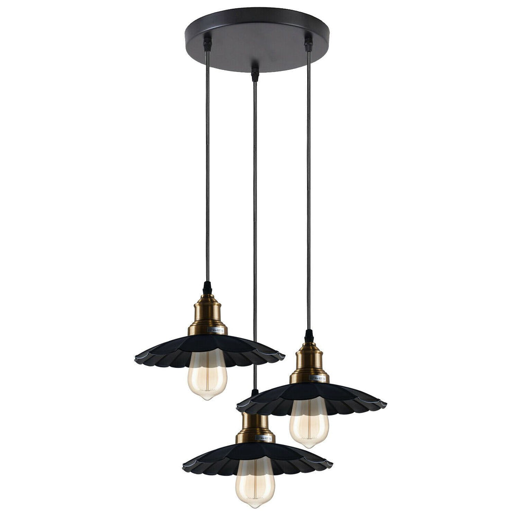 Black Wavy Metal Ceiling Light 3 Outlet