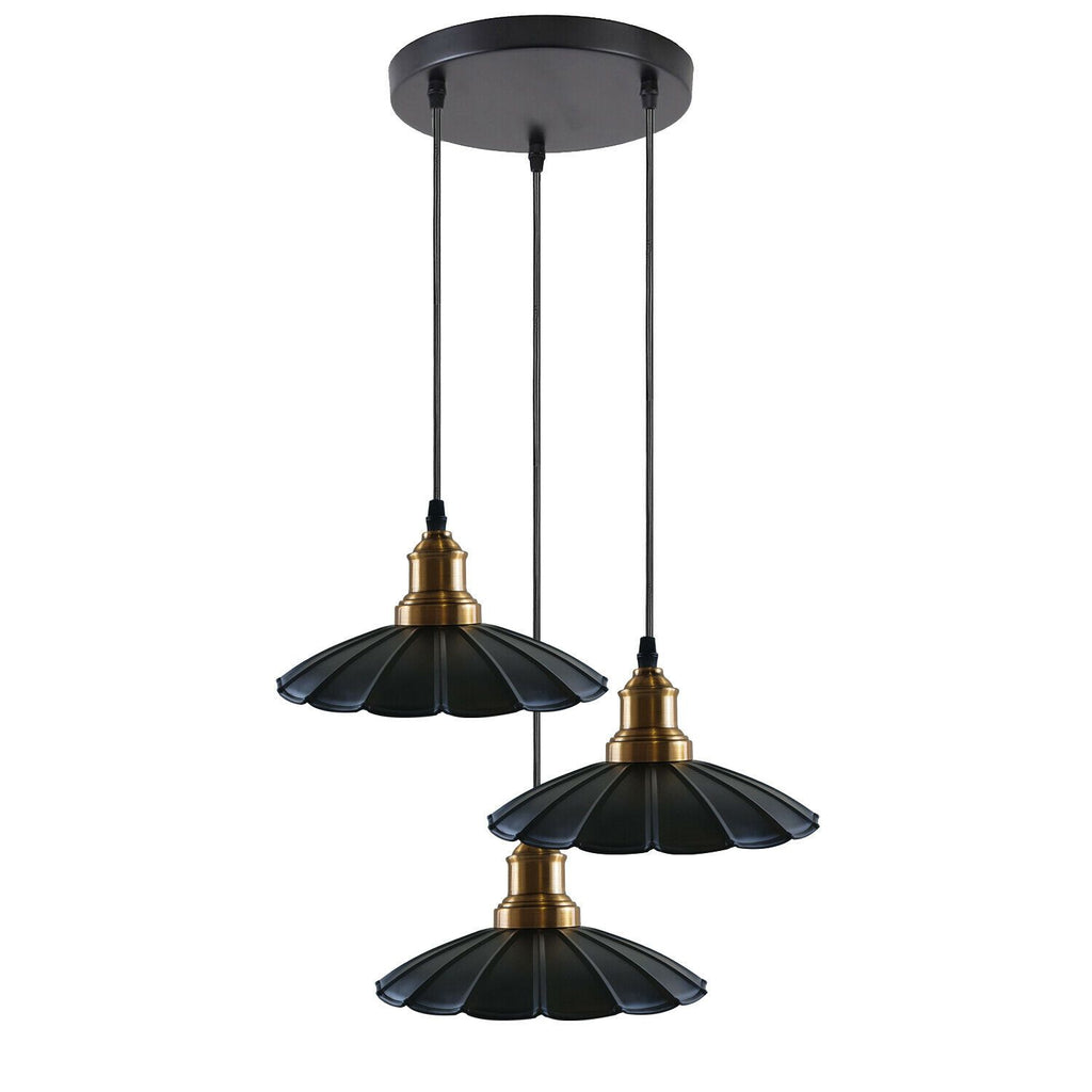 Black Wavy Metal Ceiling Light 3 Outlet