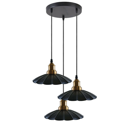 Black Wavy Metal Ceiling Light 3 Outlet