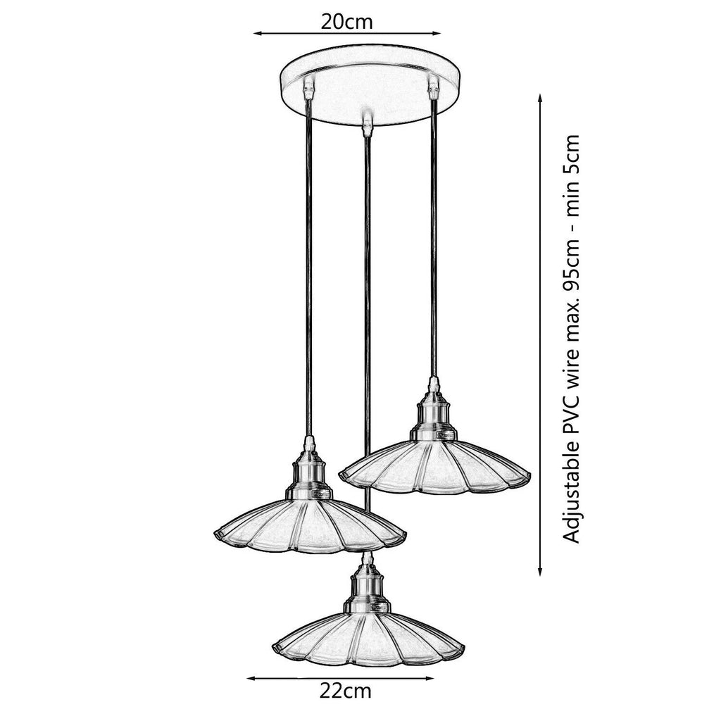 Black Wavy Metal Ceiling Light 3 Outlet
